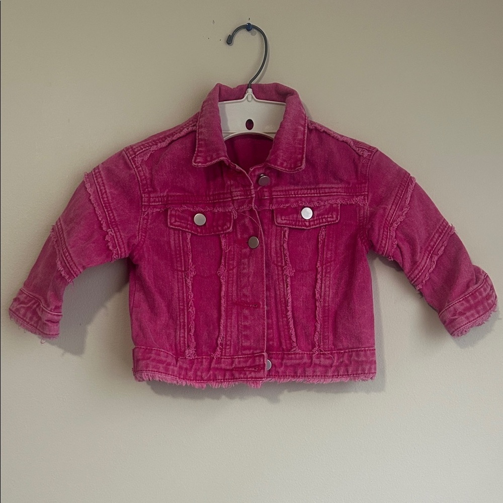 Baby girls SHEIN pink jean button down jacket size 18-24 m